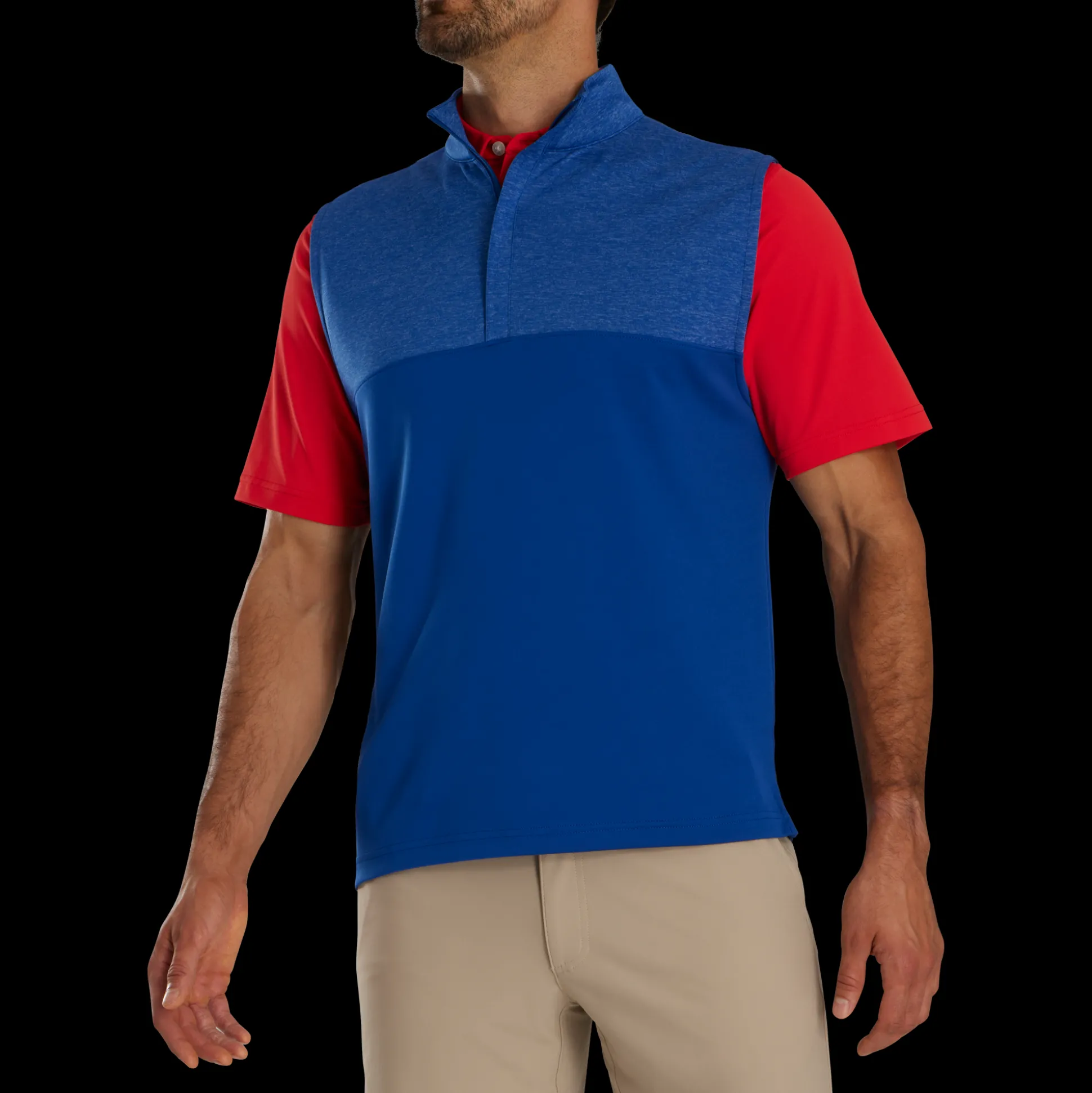 Heather Yoke Half-Zip Vest