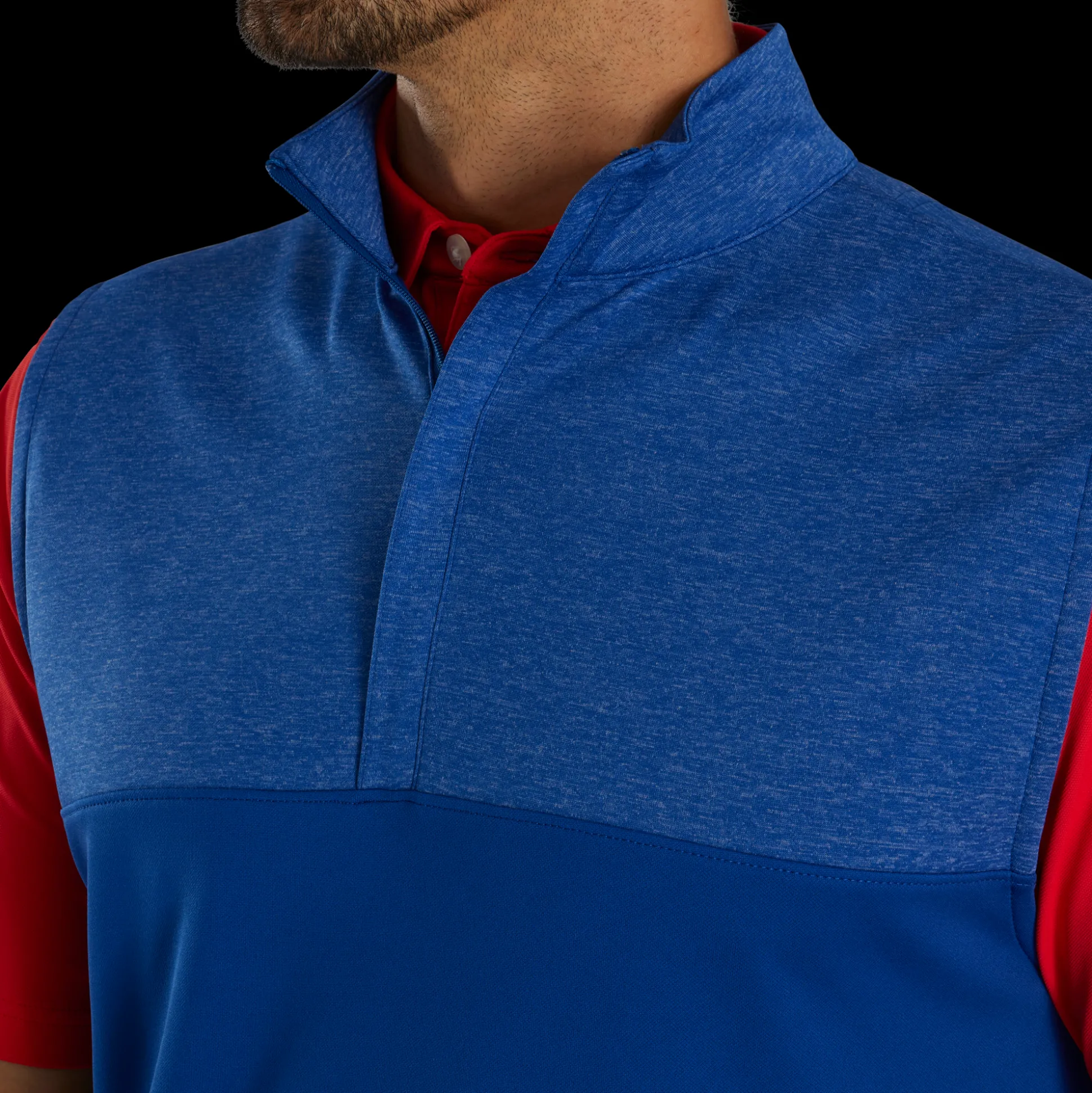 Heather Yoke Half-Zip Vest
